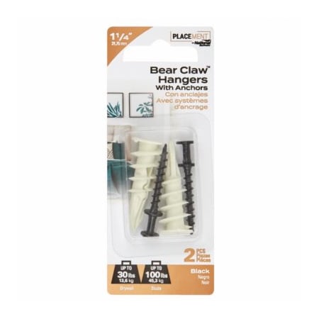 National Hardware 2PK BLK Bear Hanger N260-128